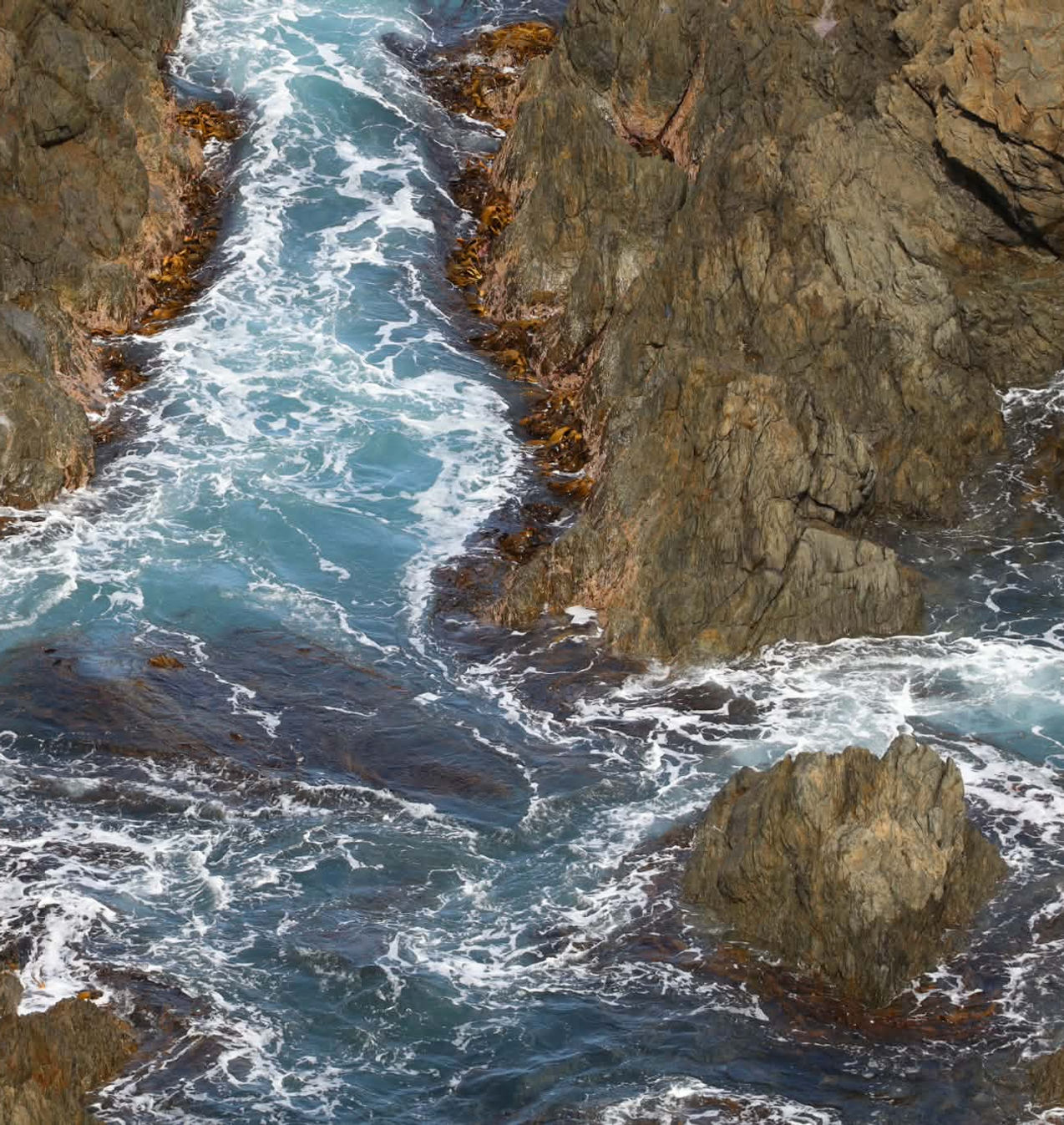 The surging Southern Ocean against King Island's rocky coast